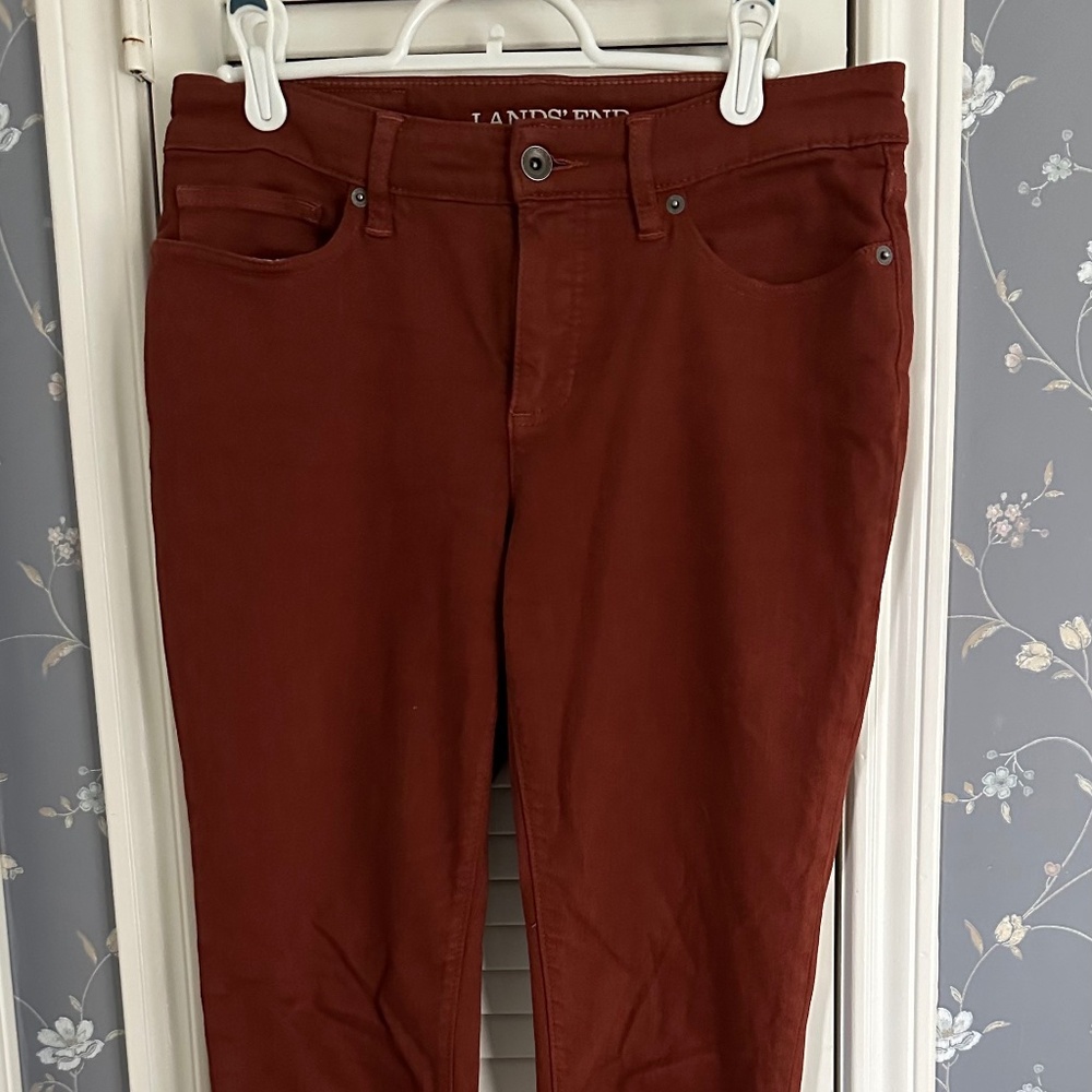Lands' End Mid Rise Slim Jean Rust Burnt Orange Colored Jeans Stretch, US 4